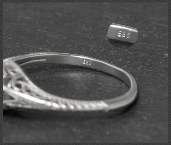 Diamant Ring mit 0,27ct, 585 Weißgold, Art Deco Design